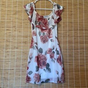 Pink Floral Off-Shoulder Mini Dress